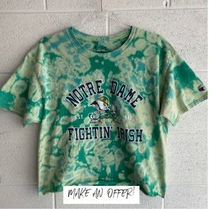 Custom made Notre Dame acid wash tee